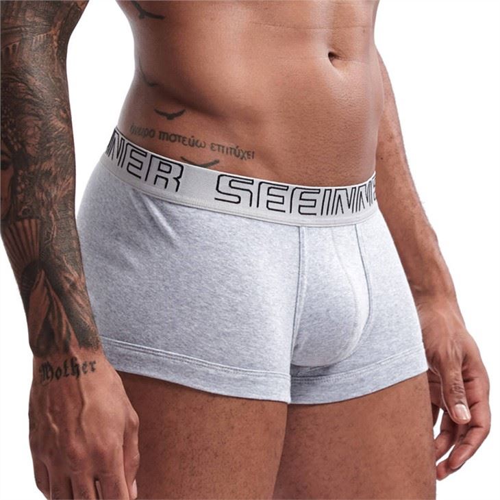 mens underwear manufacture seamless cotton fabric melange color Custom private label fashion boxer briefs